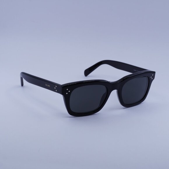 Celine CL40232I 01A Sunglasses Shiny Black Rectangle Frame, Smoke Lenses - Picture 5 of 11